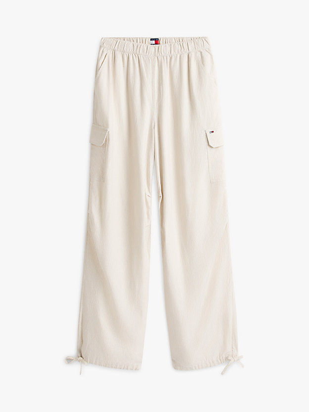 Linen Blend Wide Leg Cargo Trousers