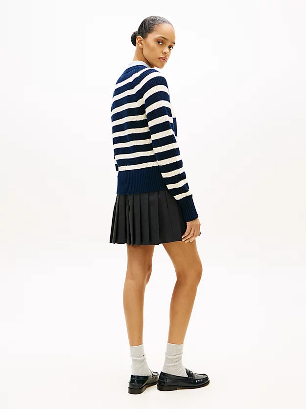 Gold-Tone Button Crew Neck Jumper