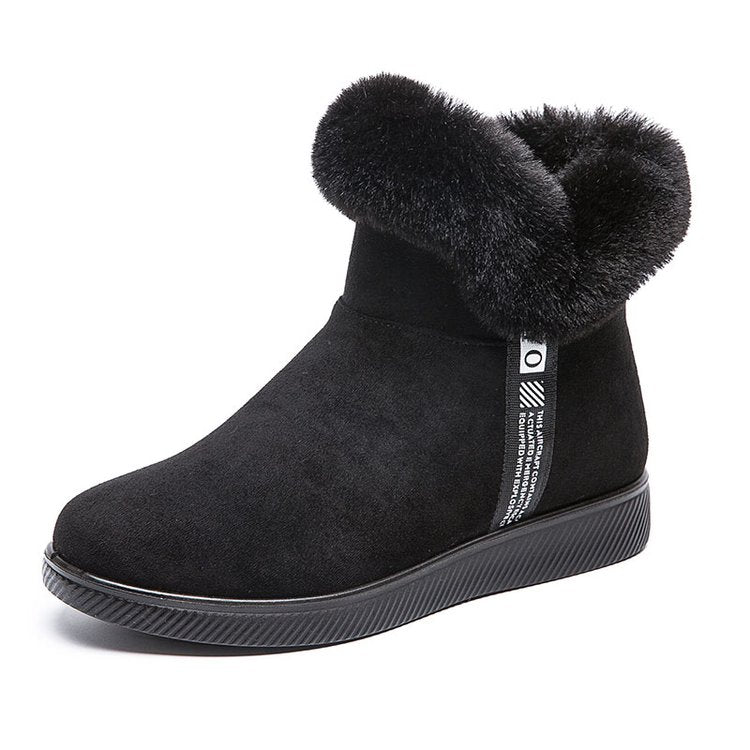 Damen Plüsch-Skistiefel mit seitlichem Reißverschluss