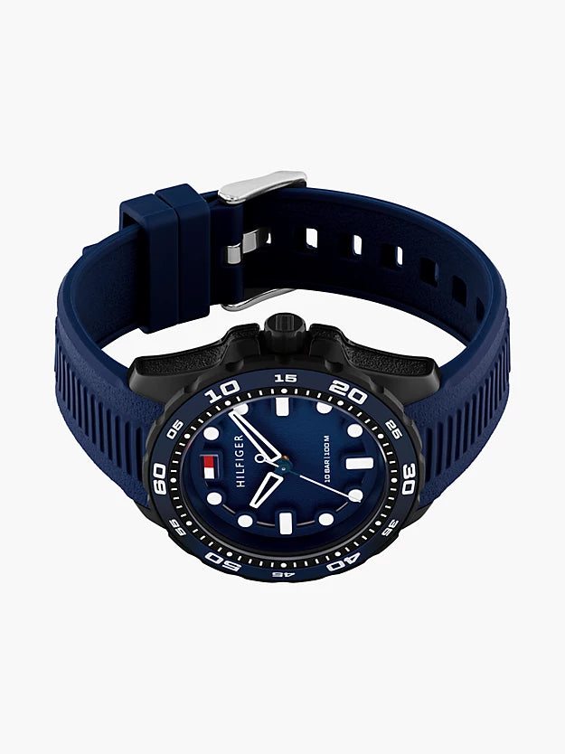 Blue Silicone Strap Watch