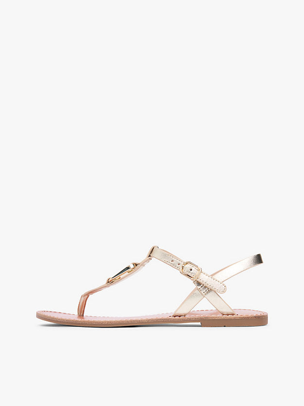 Metallic Leather Toe Post Flat Sandals