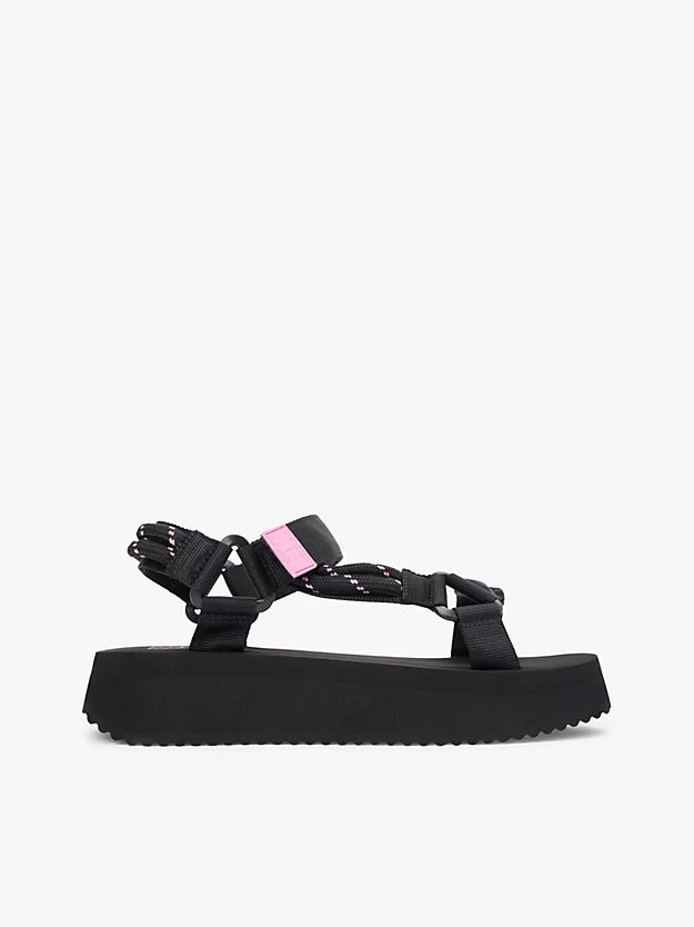 Webbing Rope Cleat Platform Sandals