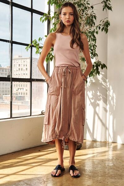 Robe lavée sans manches à cordon de serrage ADORA