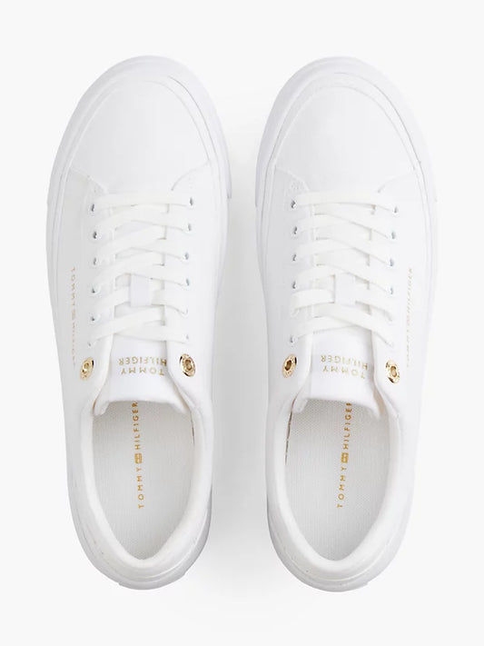 Metallic Logo Canvas Platform Trainers
