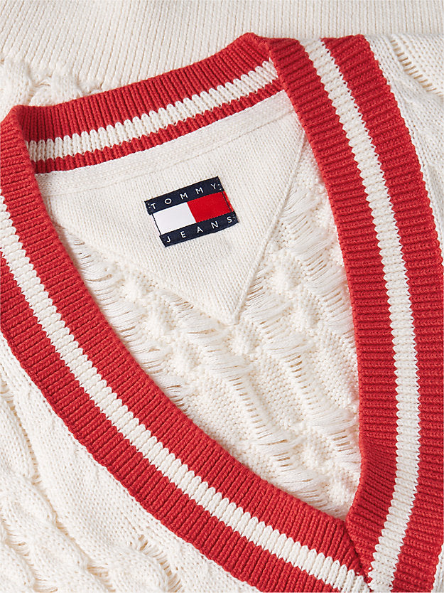 Cable Knit V-Neck Oversized Sweater Vest
