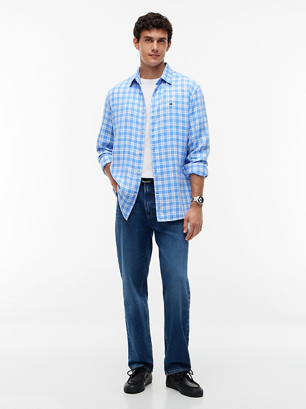 Relaxed Fit Check Linen Blend Shirt