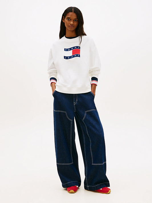 Wavy Flag Sueded Terry Boxy Sweatshirt