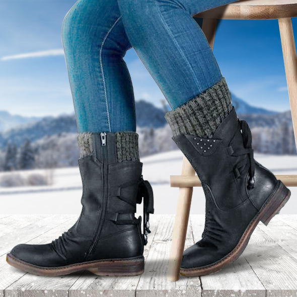 Bottes de Neige Chaudes à Lacets Arrière pour Femme
