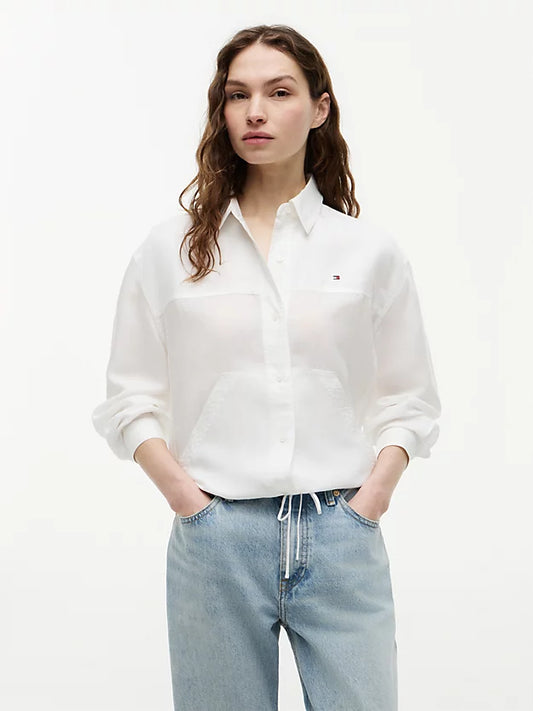 Relaxed Fit Drawstring Shirt WiLinen