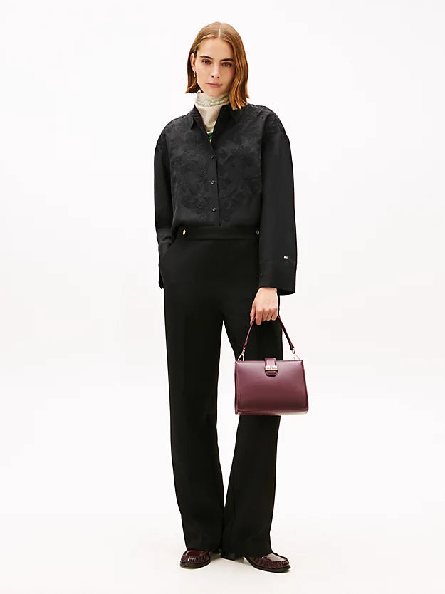 Floral Embroidery Oversized Fit Shirt WiLinen