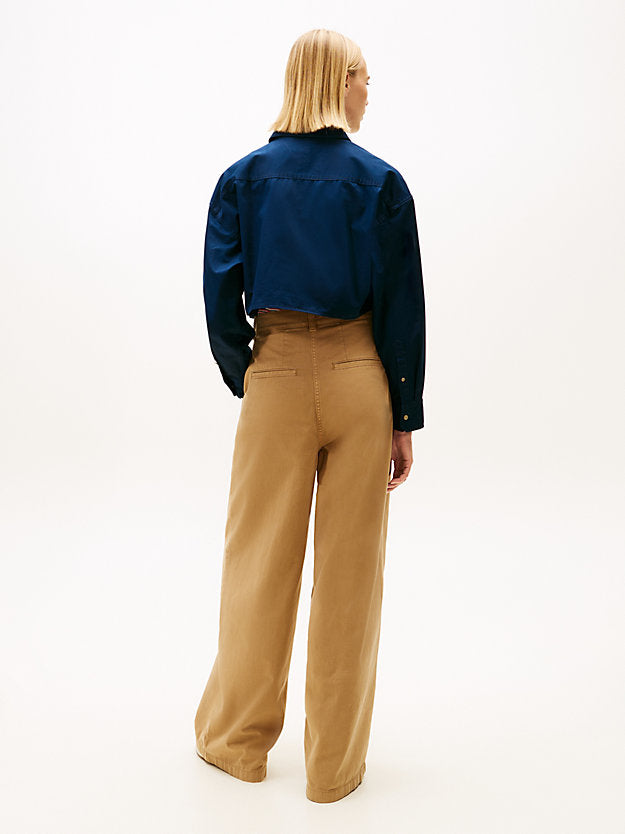 Oversized Fit Twill Cropped Utility Shirt