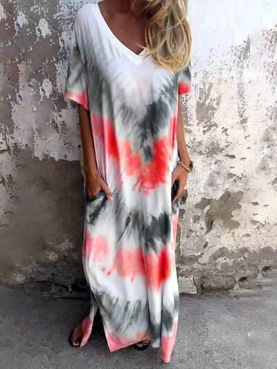 Tie-Dye-Kurzkleid mit Taschen in voller Größe