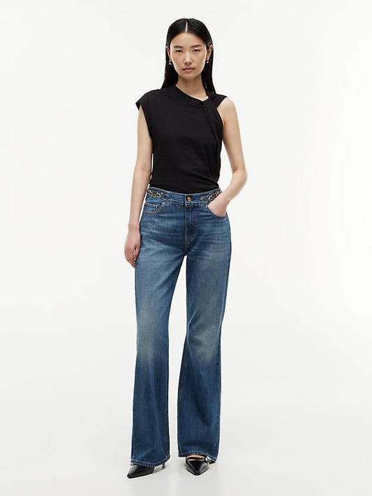 Flag Horsebit Mid Rise Flared Jeans