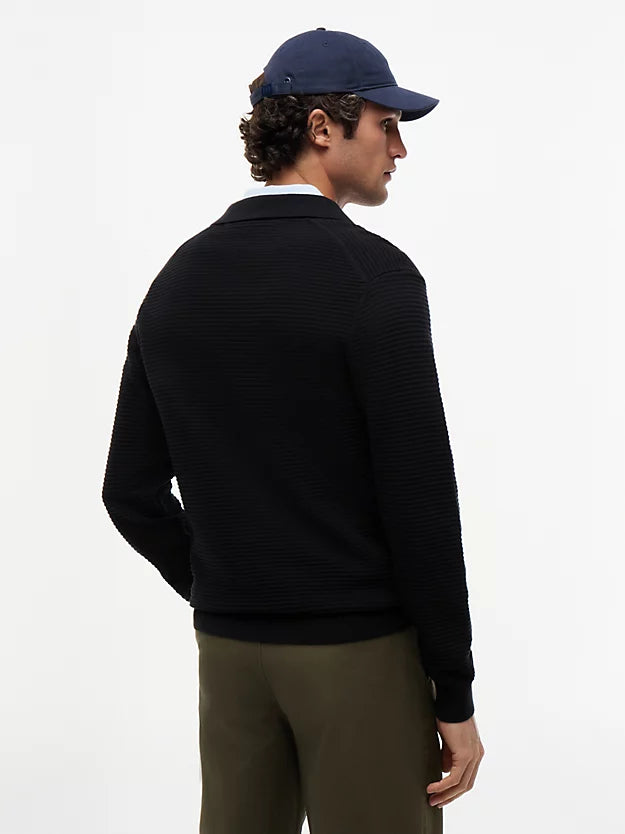 Textured Knit Polo Collar Jumper