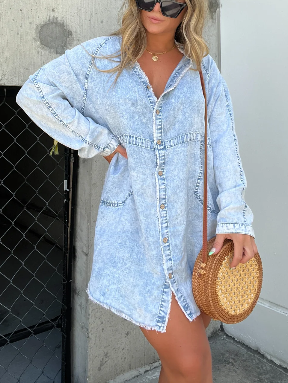 Nouvelle tunique en jean délavé pour femme (achetez-en 2, livraison gratuite)