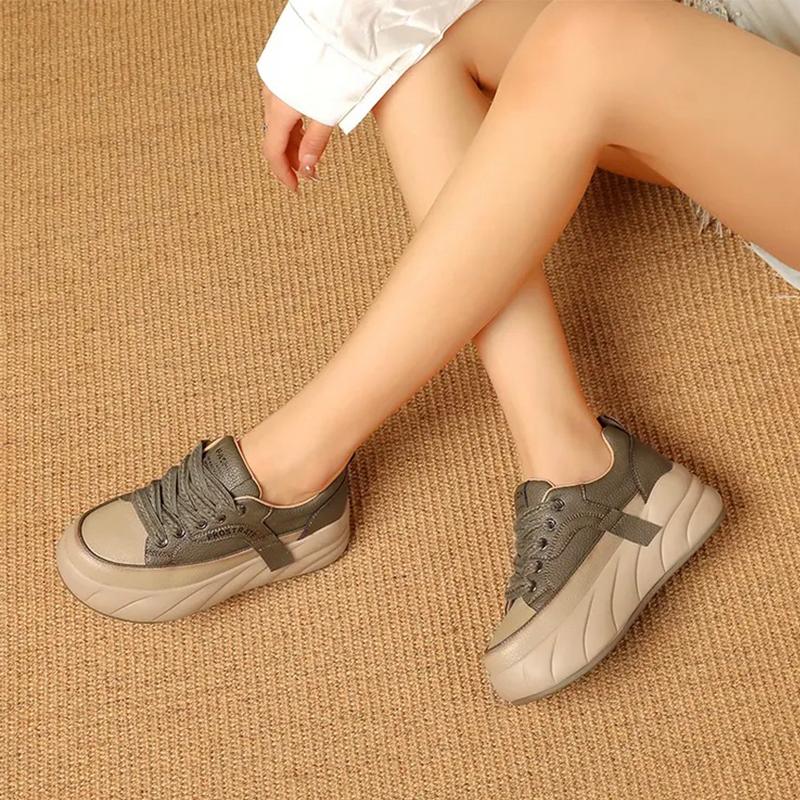 Freizeitschuhe für Damen aus Leder mit Muffinsohle