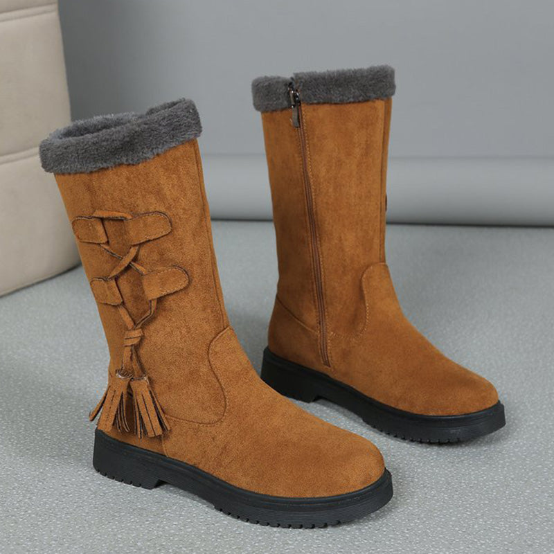 Damen Warme Wadenhohe Stiefel mit seitlichem Reißverschluss 🔥Direkt 50% Rabatt, Preis-Leistungs-Sieger! Dieses Angebot ist der Hammer!